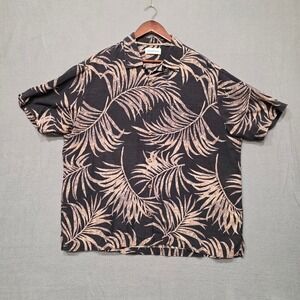Caribbean Mens Short Sleeve Button Up 100% Silk Hawaiian Shirt‎ Size XL